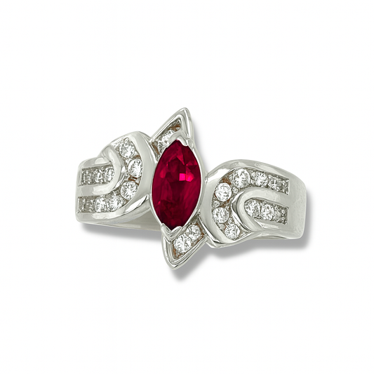 Ruby Marquise-Cut Birthstone Gold Ring