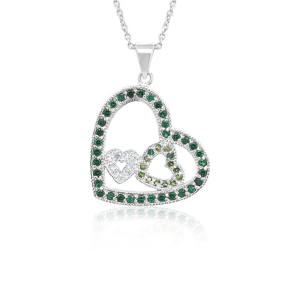 Emerald Embrace Double Heart Pendant