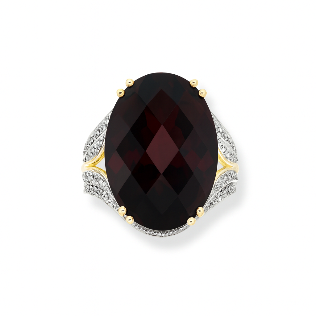 Garnet Oval-Cut Birthstone Gold Ring