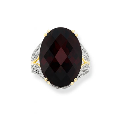 Garnet Oval-Cut Birthstone Gold Ring
