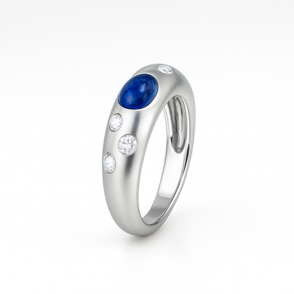 Blue Oval-Cut White Gold Ring