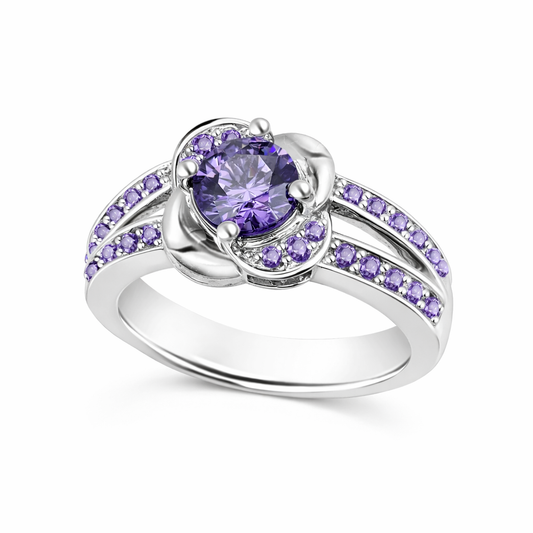 Amethyst Petal Birthstone Gold Ring