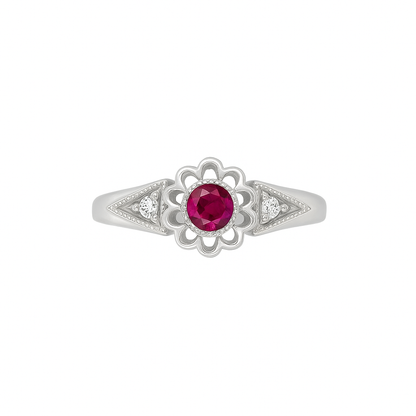 Round-Cut Pink Ruby White Gold Ring