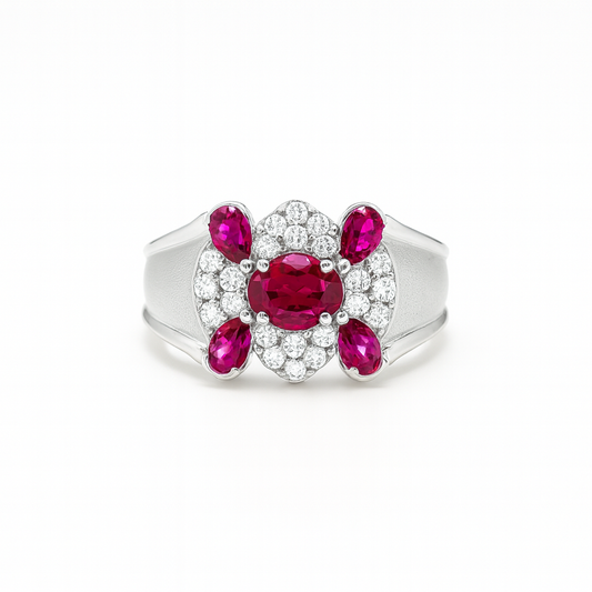 Ruby Oval-Cut Birthstone Gold Ring