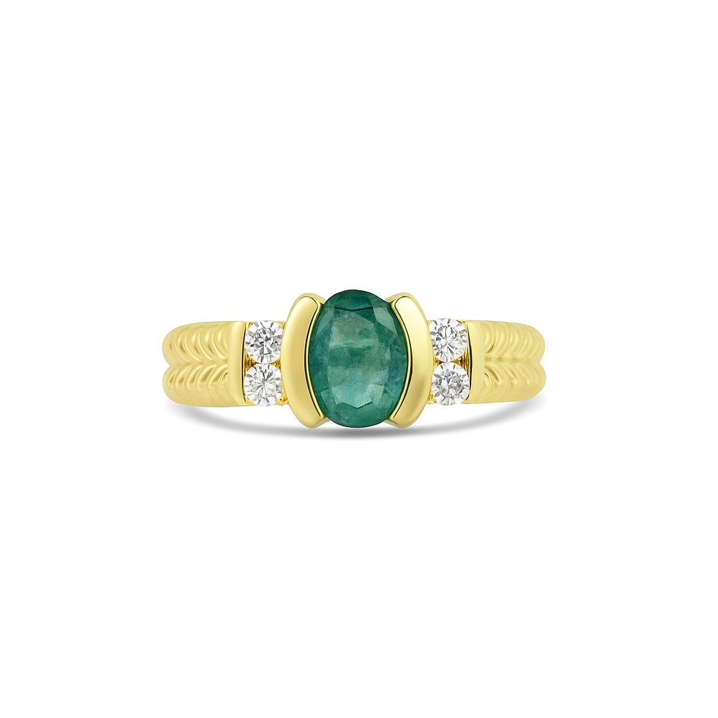 Emerald Oval-Cut Yellow Gold Ring