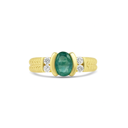Emerald Oval-Cut Yellow Gold Ring