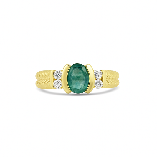 Emerald Oval-Cut Yellow Gold Ring