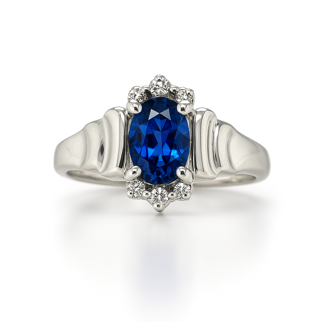 Blue Sapphire Empress Birthstone Gold Ring