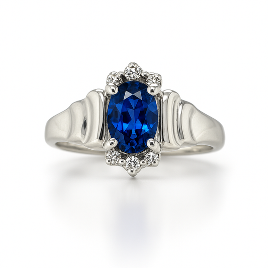 Blue Sapphire Empress Birthstone Gold Ring