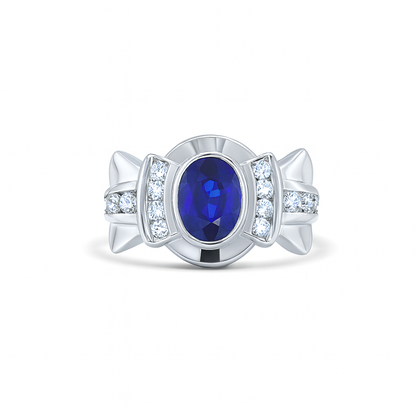 Blue Sapphire Oval-Cut Birthstone Ring