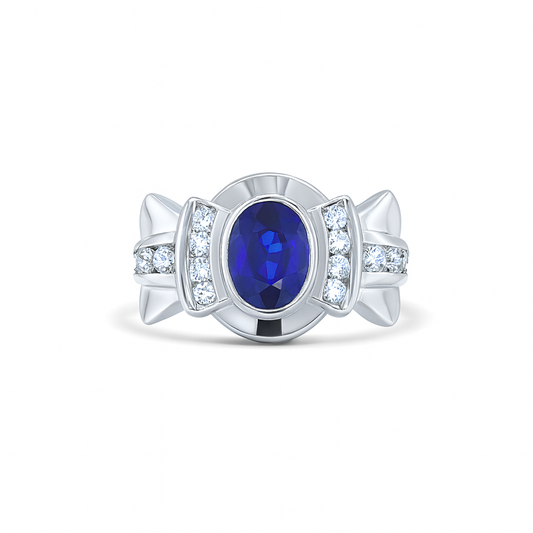 Blue Sapphire Oval-Cut Birthstone Ring
