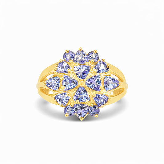 Azure Flowerburst Yellow Gold Ring