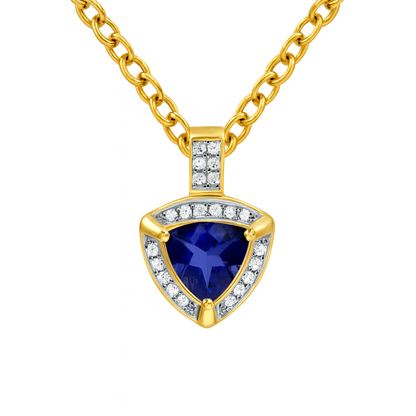 Iolite Trilliant-Cut Yellow Gold Pendant