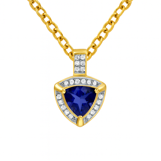 Iolite Trilliant-Cut Yellow Gold Pendant