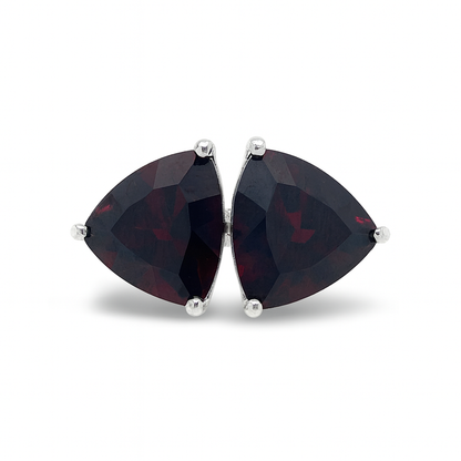 Garnet Two Trillion-Cut Birthstone Gold Ring