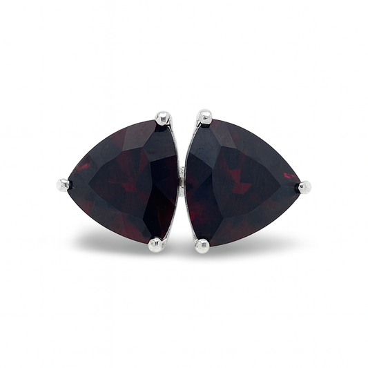 Garnet Two Trillion-Cut Birthstone Gold Ring