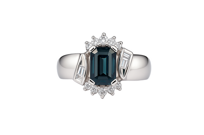 Black Emerald-Cut White Gold Ring