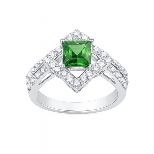 Square-Cut Emerald Birthstone Ring