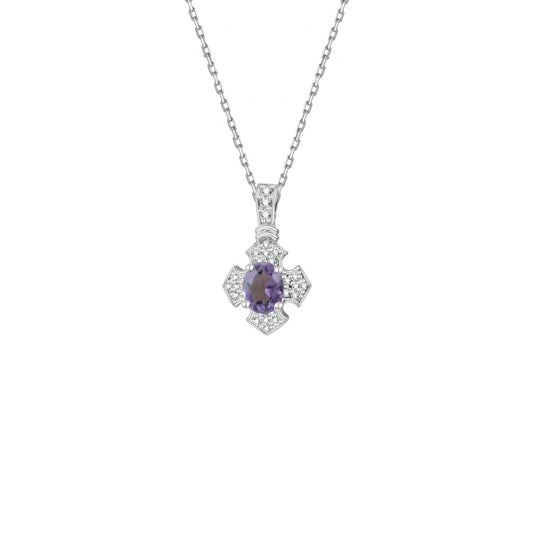 Amethyst Diamond Cross Pendant