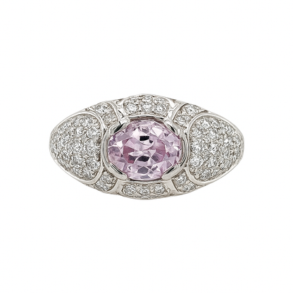 Pink Round-Cut White Gold Ring