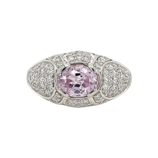 Pink Round-Cut White Gold Ring