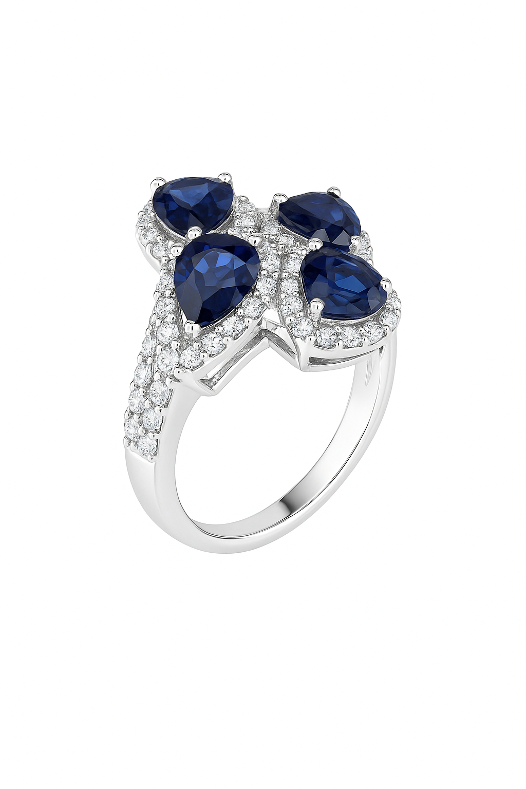 Three Blue Pear-Cut Birthstone Ring