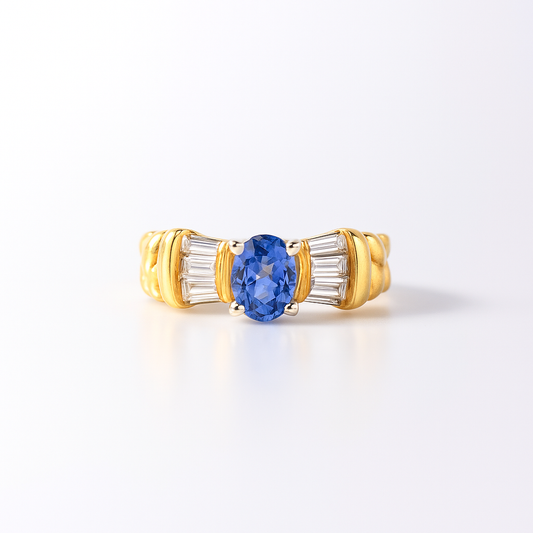 Tanzanite Oval-Cut Yellow Gold Ring