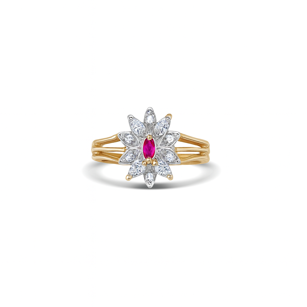Floral-Style Marquise-Cut Yellow Birthstone Ring