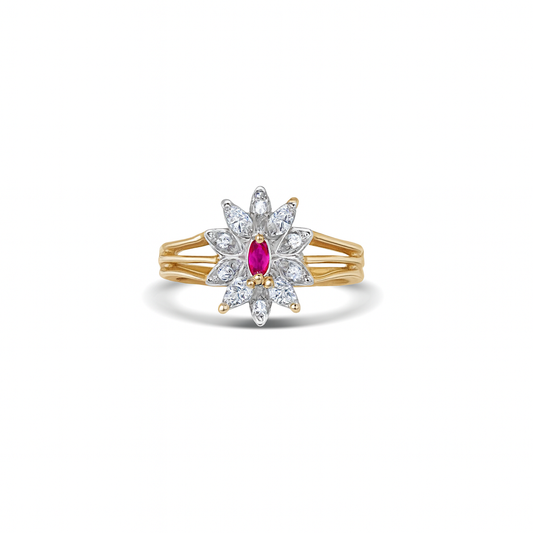 Floral-Style Marquise-Cut Yellow Birthstone Ring