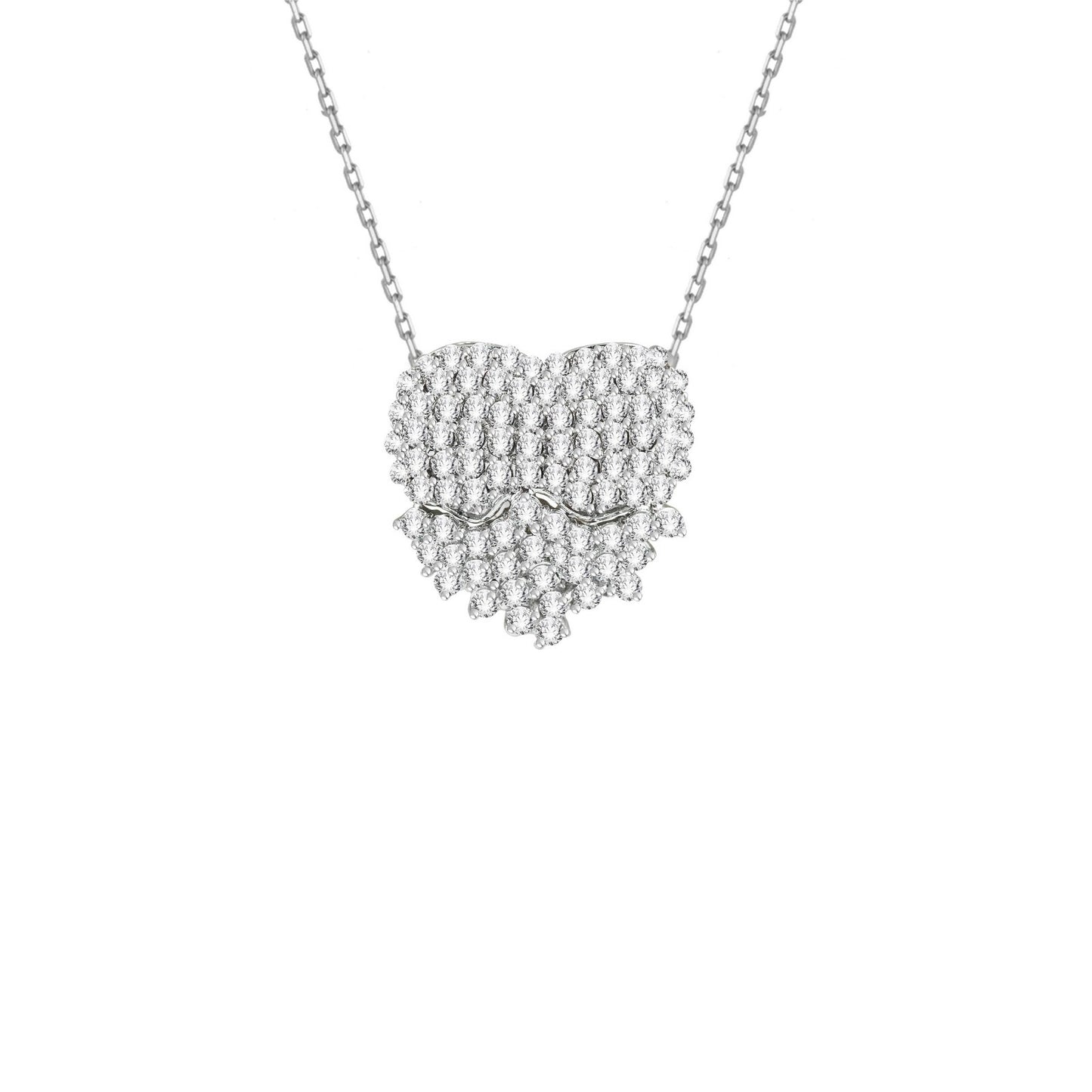 Iced Diamond Heart Cluster Pendant