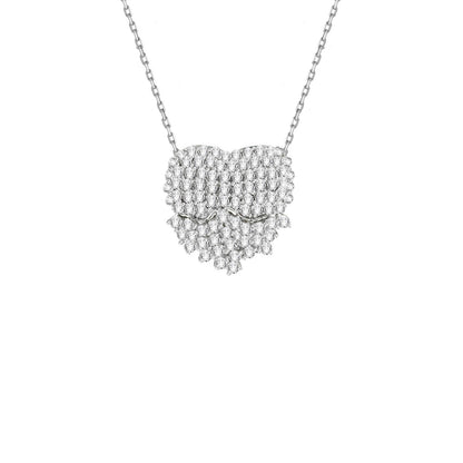 Iced Diamond Heart Cluster Pendant