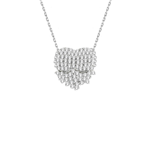 Iced Diamond Heart Cluster Pendant