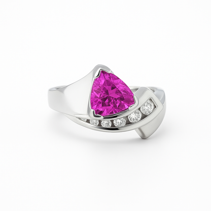 Pink Triangular Cut Gold Ring