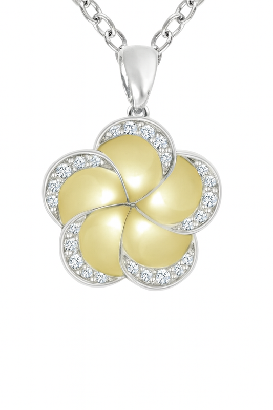 Flower-Style Round-Cut Gemstones Gold Pendant