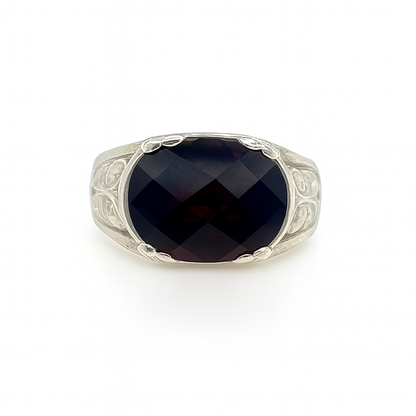 Garnet Oval-Cut Birthstone Gold Ring