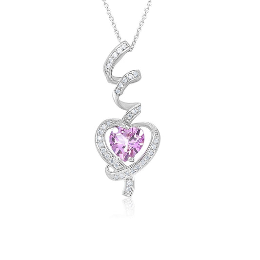 Whispering Heart Pink Gemstone Diamond Pendant