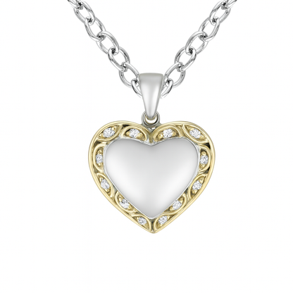 Heart-Style Round-Cut Gemstones Two Tone Gold