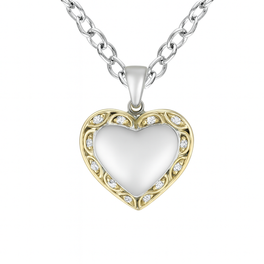 Heart-Style Round-Cut Gemstones Two Tone Gold