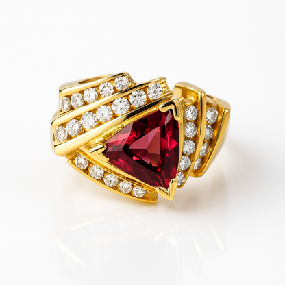 Triangular Tourmaline Gold Ring