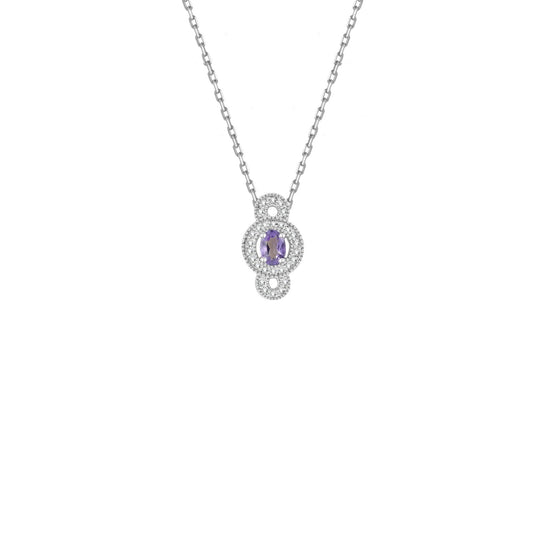 Violet Halo Elegance Diamond Pendant