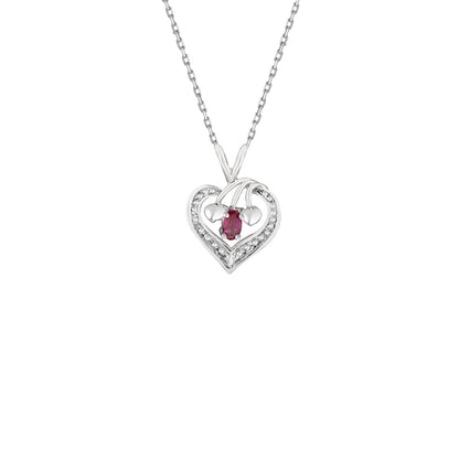 Ruby Heart Diamond Accent Pendant