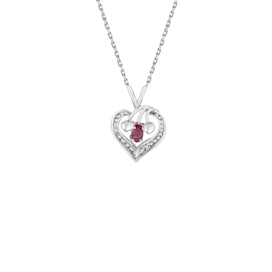Ruby Heart Diamond Accent Pendant
