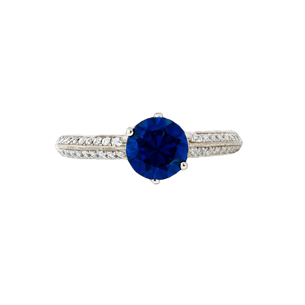 Two-Ring Blue Sapphire White Gold Ring