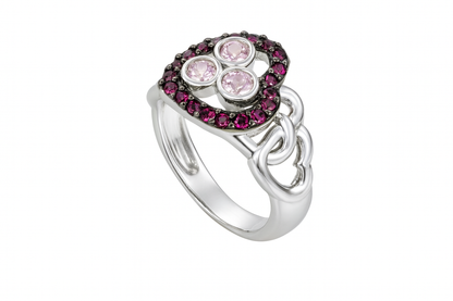 Heart-Style Design Round-Cut Birthstone Ring