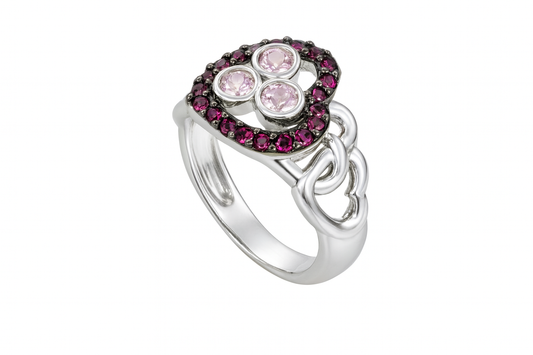 Heart-Style Design Round-Cut Birthstone Ring