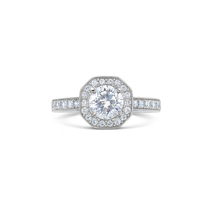 Elegant Octagon Design with Round-Cut Diamond Engagement Ring