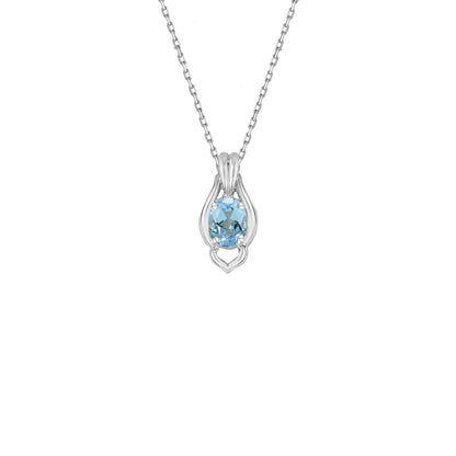 Sky Blue Topaz Heart Drop Pendant
