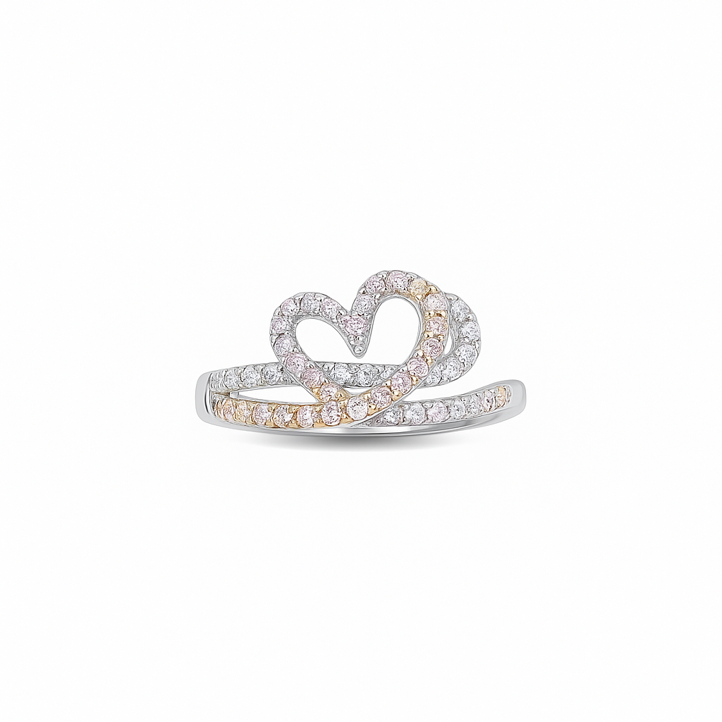 Open-Heart White Gold Ring