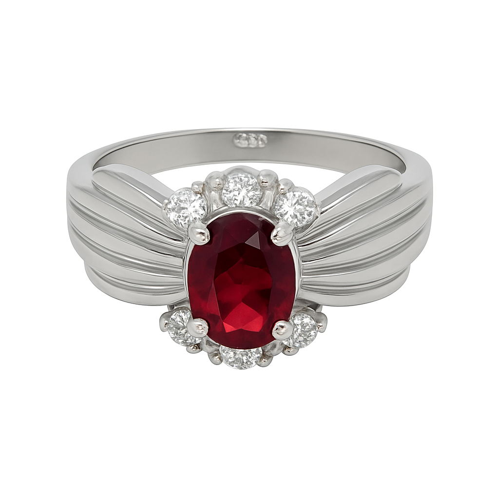 Garnet Oval-Cut Birthstone Gold Ring