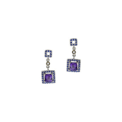 Twilight Amethyst and Sapphire Statement Earrings